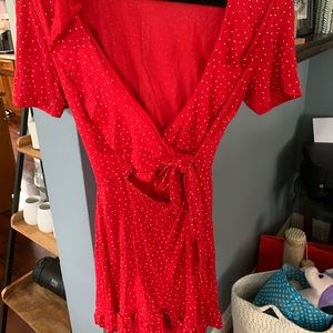 Red and white polkadot romper